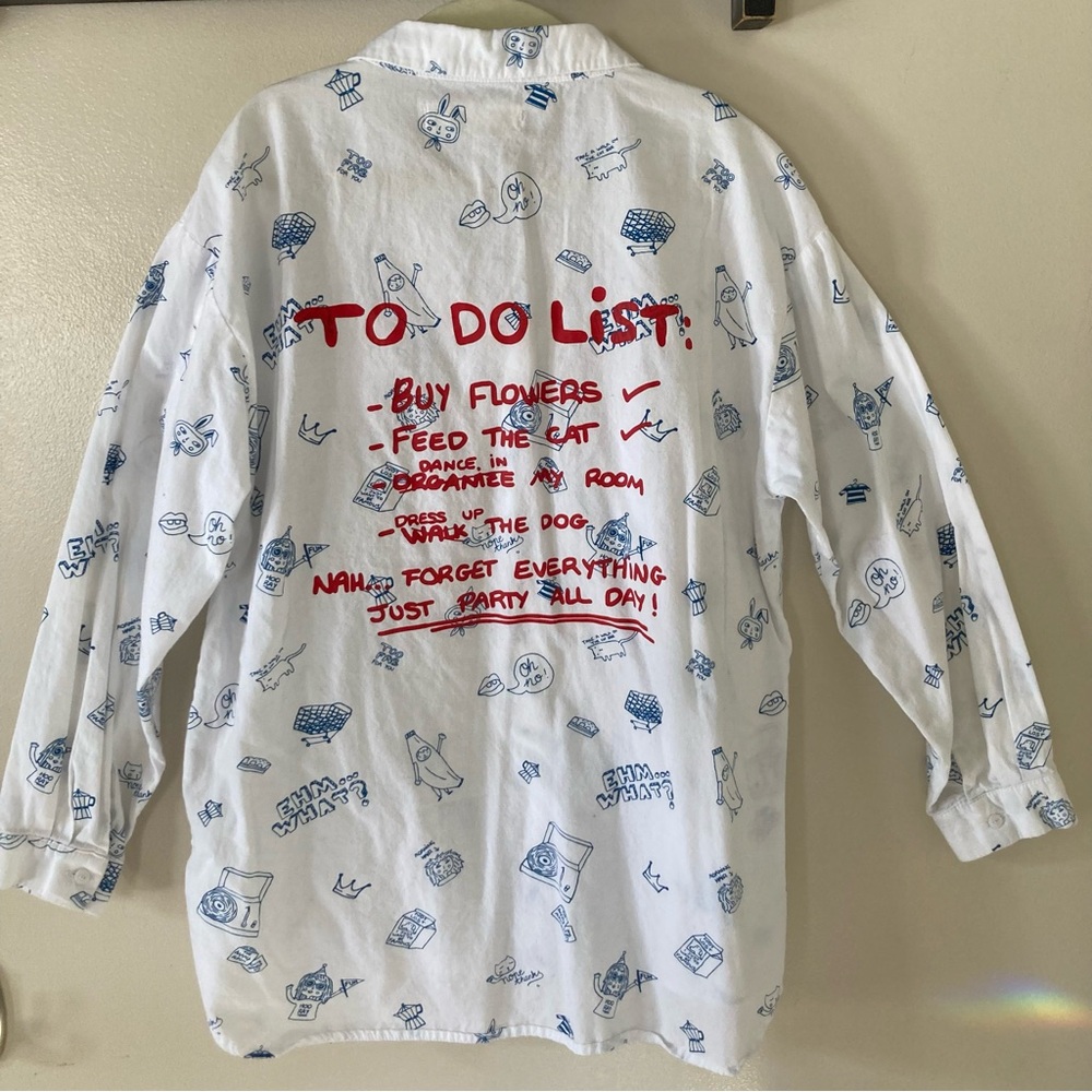 Zara Kids White Shirt with Blue Illustrations